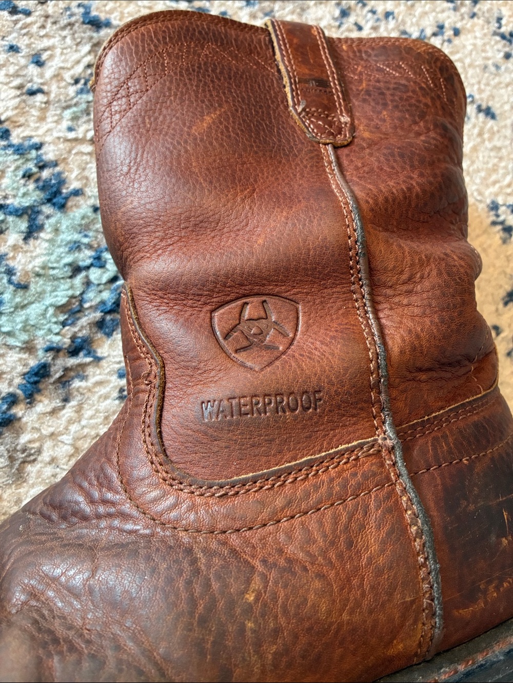 Ariat Brown men’s 10.5 D Leather Pull-On Waterproof Work Boots cowboy - Picture 2 of 12